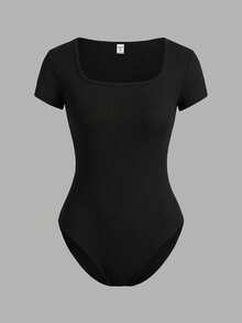 SHEIN Girlism 少女纯色简约日常穿搭方领短袖连体裤 - 彩色 - 查看 8