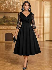 SHEIN Lady Black Dress Holiday Dresses For Women Vacation Dress - Black - View 4