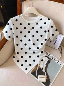 EMERY ROSE Áo thun tay ngắn cổ tròn dáng ôm thời trang, thiết kế xẻ tà. - Nhiều màu - Xem 4