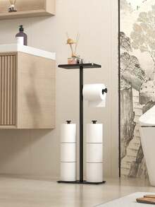 1pc Vertical Toilet Paper Holder, With Shelf Toilet Paper Holder, Bathroom Floor Standing Toilet Paper Holder, Multi Roll Paper Storage Rack, Toilet Paper Storage Rack, Suitable For Bathroom And Toilet Storage Accessories - Multicolor - View 13