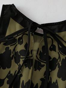 Ellevyn Bộ jumpsuit nữ thanh lịch hở lưng, dáng rộng, in họa tiết phối màu, thích hợp cho kỳ nghỉ. - xanh quân đội - Xem 3
