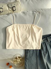 Comfortcana Plus Size Solid Color Minimalist Casual Camisole - Apricot - View 8