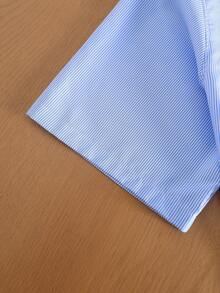 TOKVUE Men's Slim Embroidered Casual Loose Short Sleeve Shirt - Baby Blue - View 6