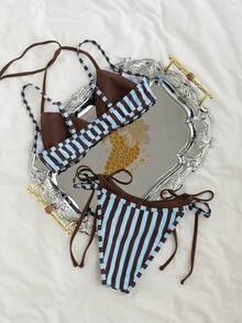 Swim SXY Bộ bikini hai mảnh kẻ sọc mới với dây đeo có thể điều chỉnh, đồ bơi đi biển dành cho nữ, thích hợp cho kỳ nghỉ xuân/hè. - Nhiều màu - Xem 3