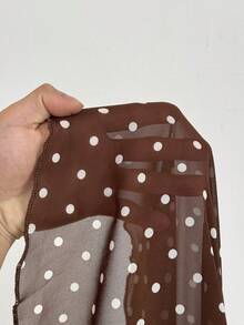 Vionelle Plus Size Sexy Off Shoulder Polka Dot Bow Tie Dress Fall - Brown - View 7