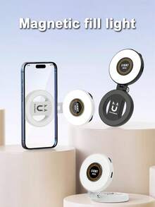 Teckwe Portable Magnetic Selfie Fill Light, Suitable For Phone Cameras And Video Conferences. It Features 3 Lighting Modes, Is Rechargeable And Compact, Compatible With Laptops, Mobile Phones, Tablets, Zoom Meetings, Makeup And Other Scenarios. An Ideal Choice For Selfies And Live Streaming(Equipped With A 400 MAh Battery) Type-C Data Cable Not Included - multicolor - View 3