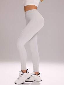 Sovereign Charm Quần legging thể thao nữ màu xám nhạt, thiết kế khoét eo. - Màu Xám nhạt - Xem 5