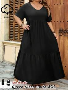 SHEIN CURVE+ Curve 尺码 US22 音乐节、海滨度假、波西米亚风长款沙滩度假连衣裙 波西米亚风夏季/乡村/海滩度假装/沙滩装/沙滩服饰 - 黑色 - 查看 10