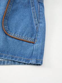 GlowEve 女士休闲牛仔短裤，配腰带，夏季 - 藍色 - 查看 5