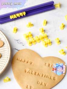 Nuevo molde de galletas en forma de letras y números, herramienta para prensar cerámica, sello para hornear, molde DIY para imprimir y grabar, cortador de galletas, utensilios para pasteles - Amarillo - Ver 3