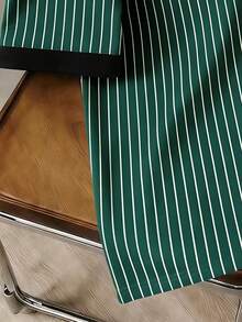 Manfinity Joysei Men's Casual Striped Cuff Patchwork Round Neck T-Shirt, Summer - Dark Green - View 4