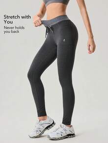 OutZeal Leggings de plein air pour femmes, couleur unie, randonnée, yoga décontracté, doux comme du beurre, taille haute, pantalon de sport, printemps été - Gris foncé - Voir 2