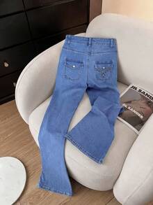 GlowEve 女士休闲日常通勤百搭喇叭牛仔裤 - 藍色 - 查看 2