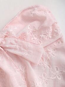 Sweetra Áo ống babydoll nữ mùa hè mới, màu trơn, chất liệu jacquard, xếp ly ở ngực và thắt nơ, thích hợp để đi chơi, dự tiệc sinh nhật. - Hồng - Xem 6