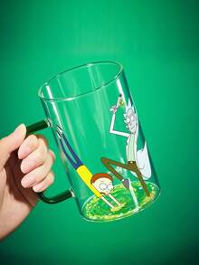Rick and Morty X SHEIN 1个 27.1盎司/800毫升 可爱卡通图案印花硼硅酸盐玻璃杯，耐冷耐热，适用于牛奶、果汁、咖啡等，Portal - 無色 - 查看 6