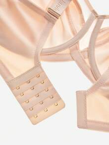 LUVLETTE Plus Curvy Lingerie Light Nude Unlined Full Coverage Side Support Mesh Sheer Airy Basic Breezy Comfort Minimizer Bra - Apricot - View 8
