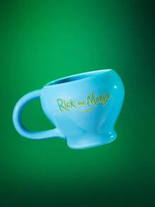 Rick and Morty X SHEIN 1 Cốc sứ in hình hoạt hình 380ml, chịu nhiệt và lạnh, có thể dùng trong lò vi sóng và máy rửa chén, thích hợp đựng nước, sữa, nước ép, cà phê, trà, hình Mr. Meeseeks. - Màu xanh lam - Xem 6