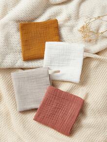 Bộ 4 khăn lau nước bọt cho bé bằng cotton nguyên chất, mềm mại và thấm hút tốt, có thể giặt và tái sử dụng, phù hợp cho cả bé trai và bé gái sơ sinh. - Nhiều màu - Xem 2