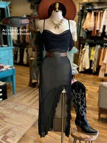 NostaNoir 新款吊带修身无袖网纱紧身中长连衣裙 - 黑色 - 查看 1