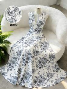 EMERY ROSE Women's Elegant Floral Print Sleeveless Dress, Summer - Multicolor - View 7