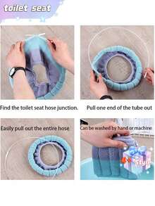 1pc Comfortable Toilet Seat, Household Toilet Seat, Washable Knitted - Green - View 9