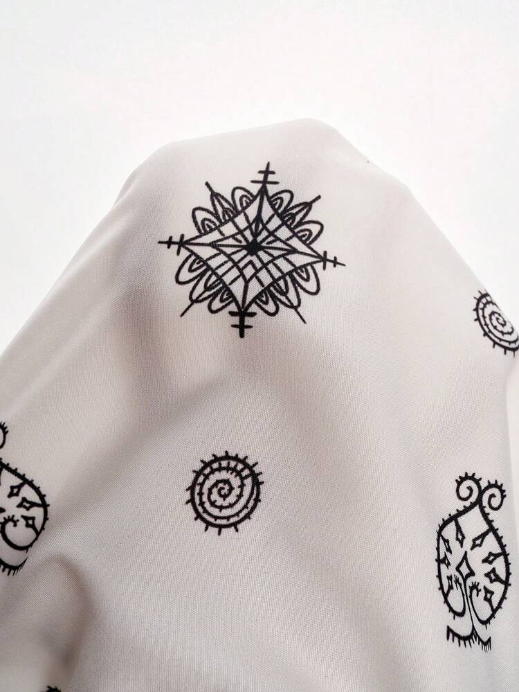 Plus Size White Boho Tiered Skirt With Black Print Elastic Waist Flared Maxi White Skirt With Black Patterned Skirt Comfortable Summer Flowy Design Plus Size Women Festival Outfits For Plus Size Women Beach Outfits For Plus Size Women Vacation Outfits Plus Size  Women Country Concert Outfit Boho Outfit