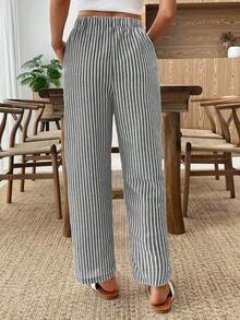 EMERY ROSE Elastic Waist Striped Casual Pants - Multicolor - View 2