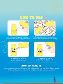 SpongeBob SquarePants | SHEIN 可爱浮雕卡通美甲贴纸，防水自粘，免烤，DIY美甲装饰，美甲贴片，美甲用品，美甲饰品，美甲小玩意，美甲贴片，美甲沙龙DIY滑动美甲装饰，美甲师必备，美甲贴片，美甲片，美甲滑动装饰 - 彩色 - 查看 5