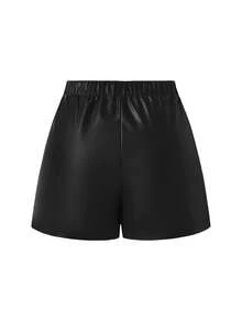 GlowEve CURVE Shorts ajustés de mode de navettage pour femmes grandes tailles, , patchwork, couleur unie - Noir - Voir 2