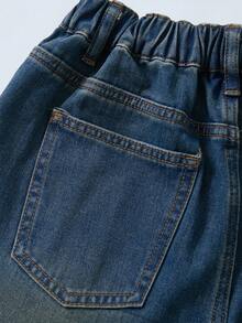 Y2K休闲复古酷炫街头风基础款舒适怀旧宽松蓝色牛仔裤，柔软日常穿着，街头校园风 - 藍色 - 查看 6