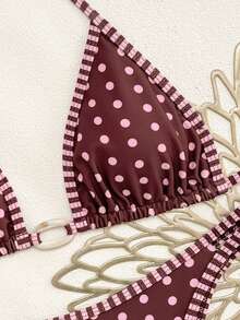 Swim Vcay 时尚波点条纹性感比基尼套装，适合音乐节、婚礼、度假、海滩等场合。 - 彩色 - 查看 7