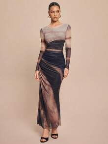 Olia Maree Olia Maree 女士扎染褶皱连衣裙长款女装 - 彩色 - 查看 5