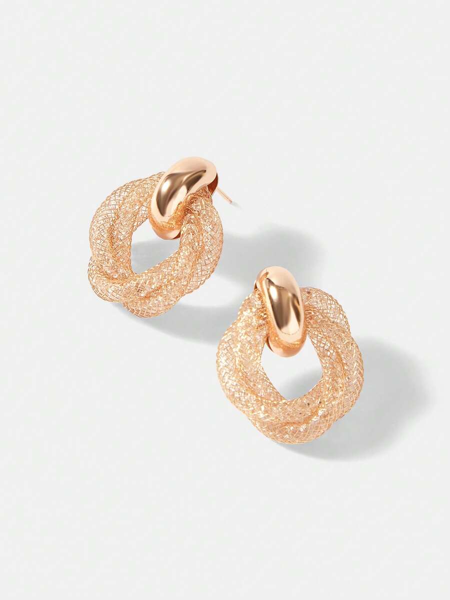 MOTF PREMIUM PRE ROSE GOLD BROKEN DIAMOND MESH DIAMOND GEOMETRIC EARRINGS - Rose Gold - View 2