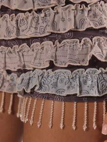 MUSERA Tassel Detail Ruffle Bloomer Mini Shorts Only Summer Holiday Vacation Beach Ibiza Cute Festival Elegant Cherry Moon - Multicolor - View 6