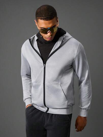 Acti Log Men's Hooded Printed Sports Jacket, Outdoor, Running, Fitness Gym Zip Up Work Out Jacket Activewear Jacket Sportswear Men