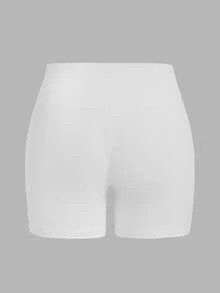 SHEIN EZwear 4件組休閒極簡運動套裝，短版高腰緊身內搭褲適合夏季，大尺碼女款瑜珈褲休閒短褲 - 彩色 - 查看 10