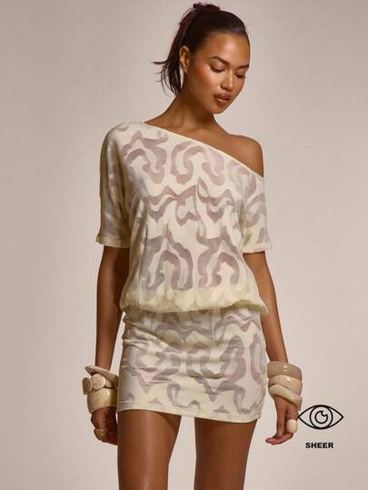 MUSERA Omuzdan Düşen Bol Kesimli, Bağlamalı, Açık Sırtlı, Yarı Şeffaf Mini Elbise, Şirin Yazlık Bahar Seksi Gecelik Plaj Tatili Honey Tides