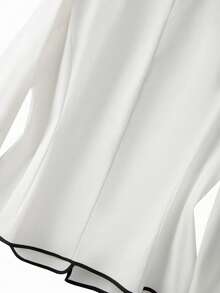 GlowEve CURVE 大码女式优雅新款纯色撞色长袖外套女式套装 - 白色 - 查看 6