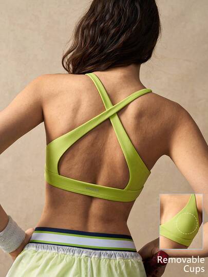VARSITIE Summer Green Sports Bra For Women, Party Outfit, Holiday Outfits For Women, Y2K Tops Sports Bra, Women's Athletic Sports Bra. Suitable For Professional Fitness Activities, Pilates, Yoga, Running, And Everyday Wear, Suitable For Spring, Summer, Autumn And Winter.