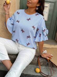 SHEIN LUNE Plus Size Women Printed Casual Shirt - Multicolor - View 1