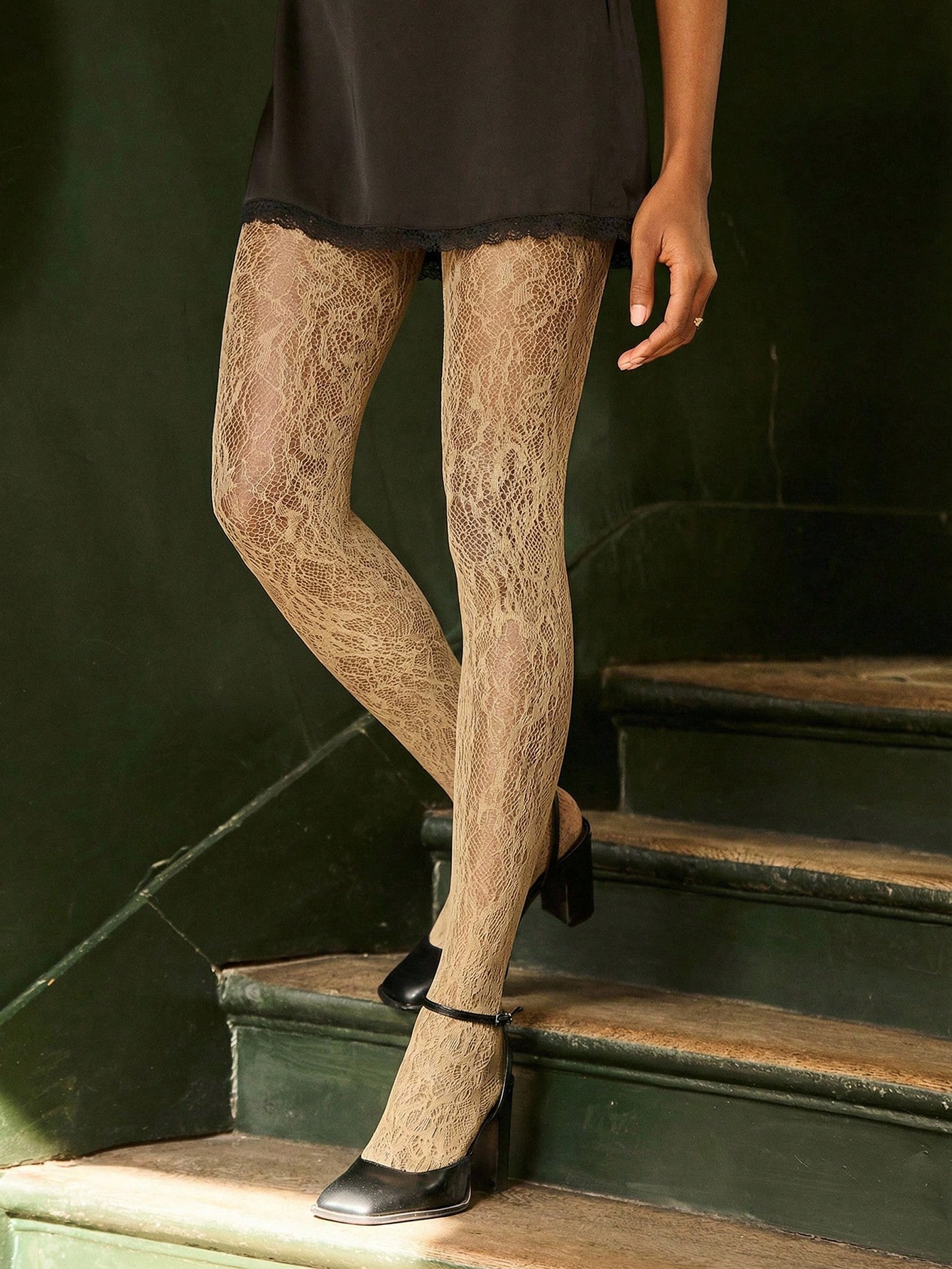 Camel Sexy Vintage Style Lace Tights Pantyhose Women Pattern Tights Nude Tights