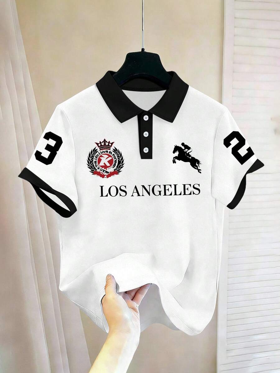 Chillumni Men's Retro Aristocratic Polo Sport K Logo Badge Shirt, Men's London Logo Polo Shirt - Multicolor - View 1