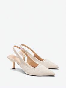 女士春季高跟鞋、时尚百搭工作鞋、法式夏季凉鞋 - 白色 - 查看 3