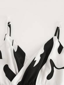 SHEIN PariChic 女士撞色印花连体裤 - 黑與白 - 查看 6
