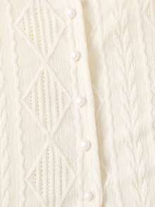 SHEIN 年轻女孩夏季休闲通勤简约纯色纹理面料单排扣开衫背心 - 白色 - 查看 6