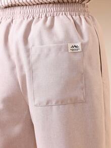 SUMWON Quần tây xếp ly chất liệu giả vải lanh với gấu quần xắn lên và ống quần rộng rãi, thoải mái, thích hợp cho những dịp hè thường nhật. - Màu be - Xem 6