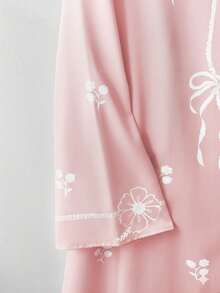 GlowEve New Spring/Summer Women's Fashion Casual Butterfly Print Long Sleeve Robe Dress With Matching Shawl, 2 Pieces Set - Multicolor - View 3