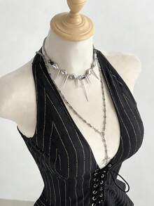 Elamini Vestido corto negro de mujer con tirantes de espagueti cruzados y espalda descubierta, sexy y versátil, adecuado para festivales de música y fiestas - Negro - Ver 1