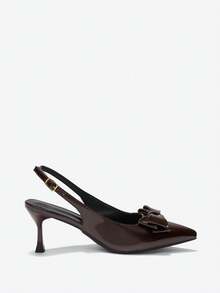 Eladyva Women's Fashion Elegant New Pointed Toe Sexy Mid-Heel Shoes, Party/Formal Dress Sandals, Glossy Patent Leather Design, Summer Kitten Heels, Available In Burgundy, Black, White, Red, 4th Of July Blue, Graceful High Heels - Brown - View 7