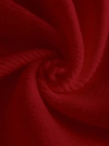 SHEIN LUNE 女士秋冬露脐抹胸上衣，紧身腰带，迷人独特的撞色设计针织衫 - 紅色 - 查看 3